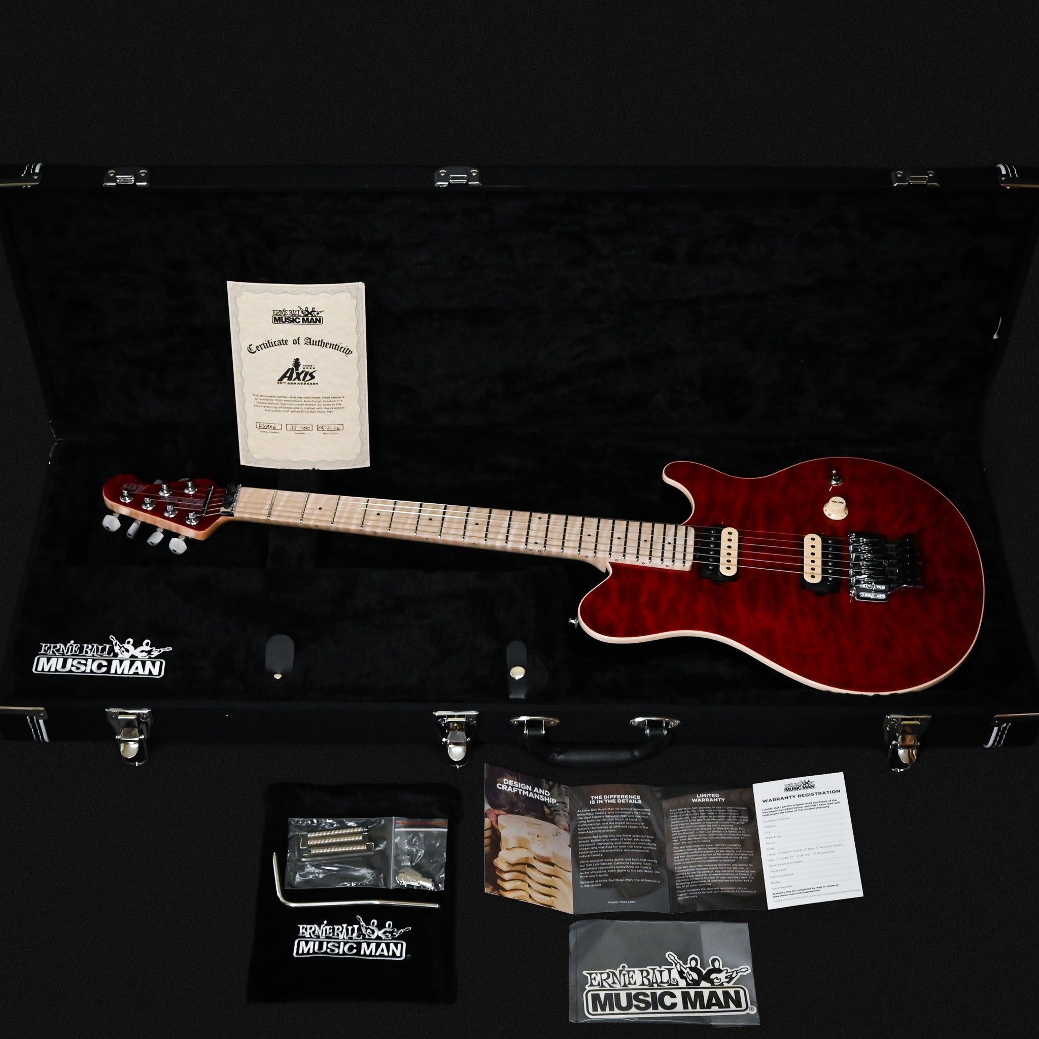 Ernie Ball Music Man Axis 30th Anniversary (No. 33 of 100) Electric Guitar- Translucent Red 2026 (H10906)