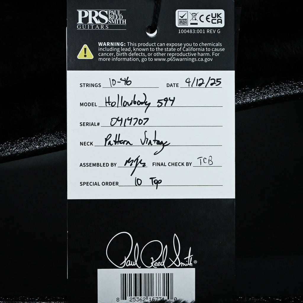 PRS McCarty 594 Hollowbody II w/ 10-Top- Black Gold Wraparound Burst 2025 (0414707)