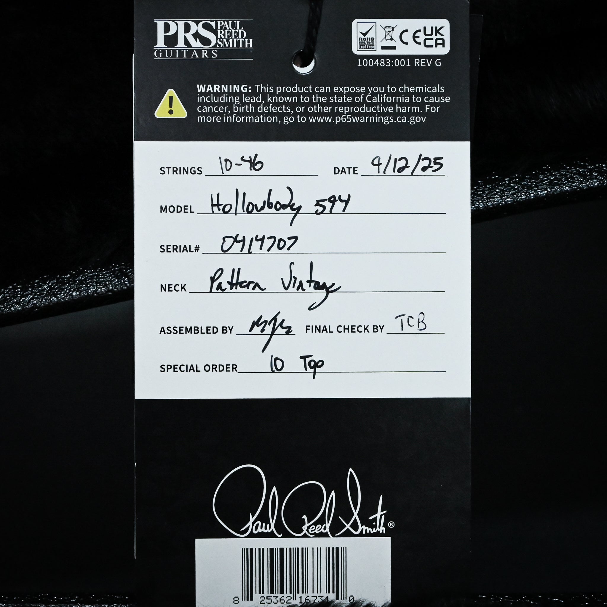 PRS McCarty 594 Hollowbody II w/ 10-Top- Black Gold Wraparound Burst 2025 (0414707)