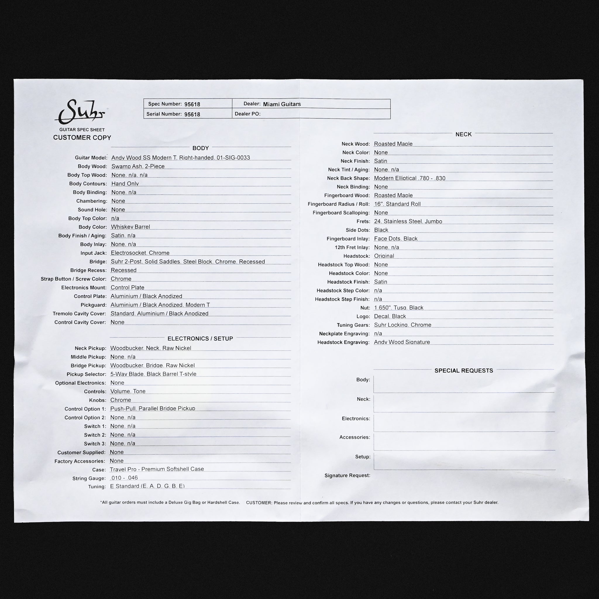Suhr Andy Wood Signature Series Modern T HH w/ Premium Softshell Case- Whiskey Barrel 2026 (95618)