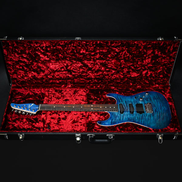 Tom Anderson Custom Drop Top Electric Guitar- Ultraviolet Blue w/ Blue Edge Burst w/ Binding 2025 (11-14-25A)