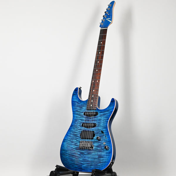 Tom Anderson Custom Drop Top Electric Guitar- Ultraviolet Blue w/ Blue Edge Burst w/ Binding 2025 (11-14-25A)