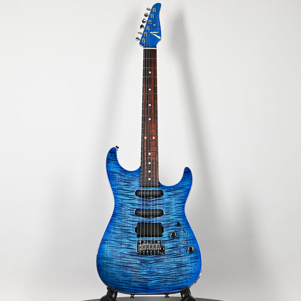Tom Anderson Custom Drop Top Electric Guitar- Ultraviolet Blue w/ Blue Edge Burst w/ Binding 2025 (11-14-25A)