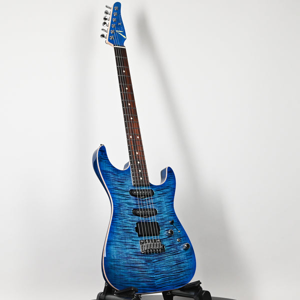 Tom Anderson Custom Drop Top Electric Guitar- Ultraviolet Blue w/ Blue Edge Burst w/ Binding 2025 (11-14-25A)