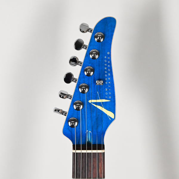 Tom Anderson Custom Drop Top Electric Guitar- Ultraviolet Blue w/ Blue Edge Burst w/ Binding 2025 (11-14-25A)