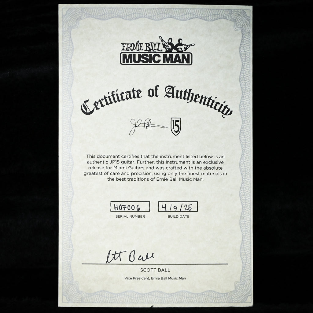 Ernie Ball Music Man JP15 Emerald Glow Roasted/ Figured Maple Neck *Miami Guitar Exclusive* 2025 (H07006)