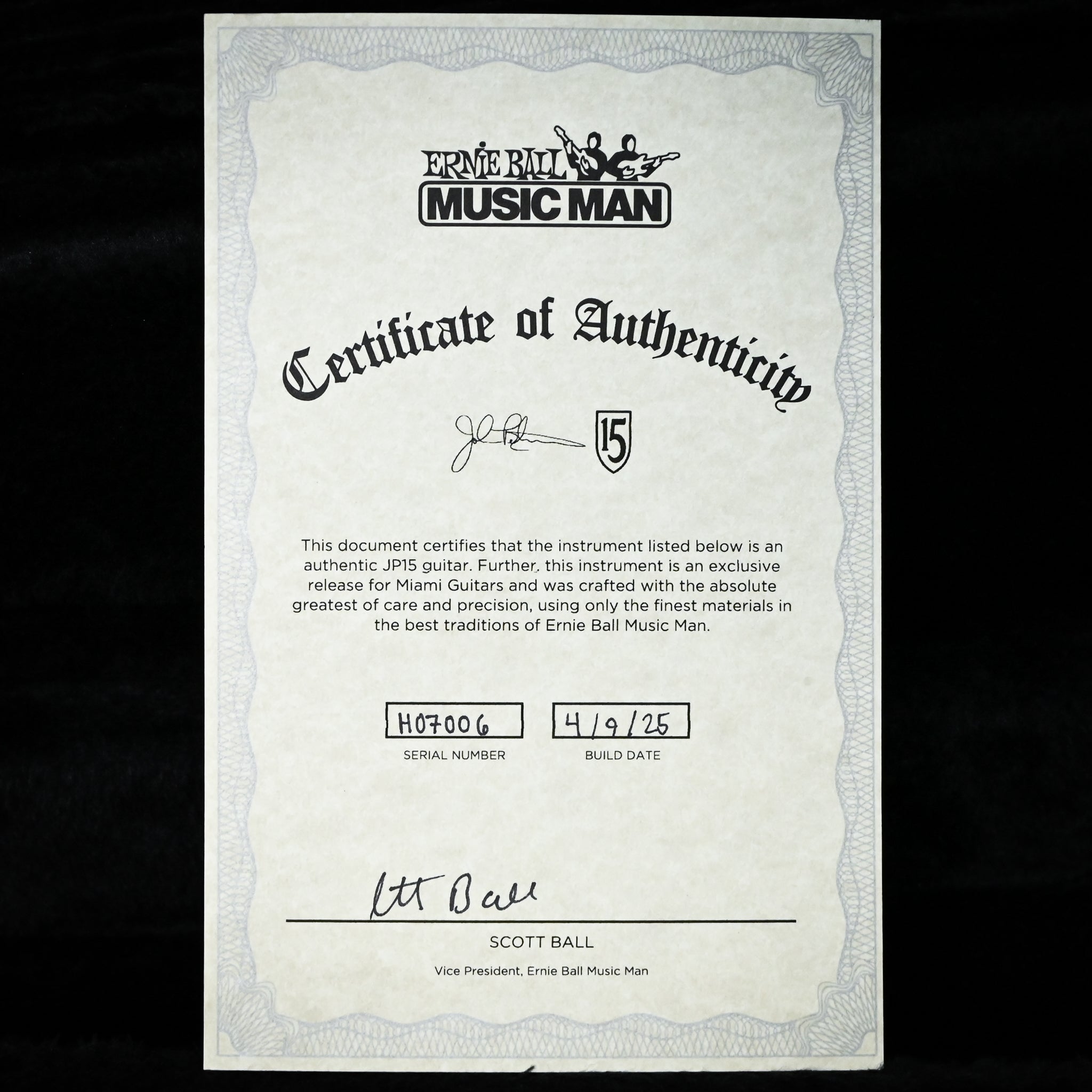 Ernie Ball Music Man JP15 Emerald Glow Roasted/ Figured Maple Neck *Miami Guitar Exclusive* 2025 (H07006)
