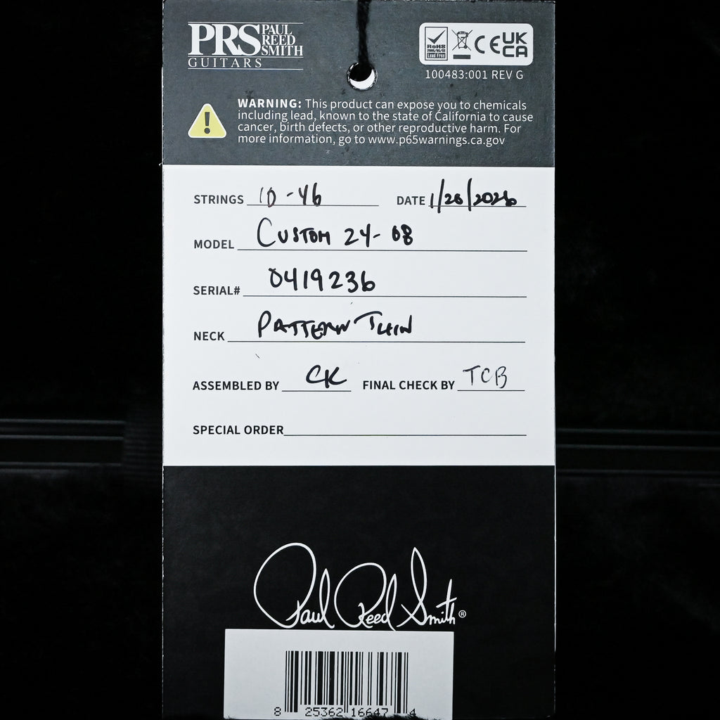 PRS Custom 24-08 Electric Guitar- Black Gold Wraparound Burst 2025 (0419236)