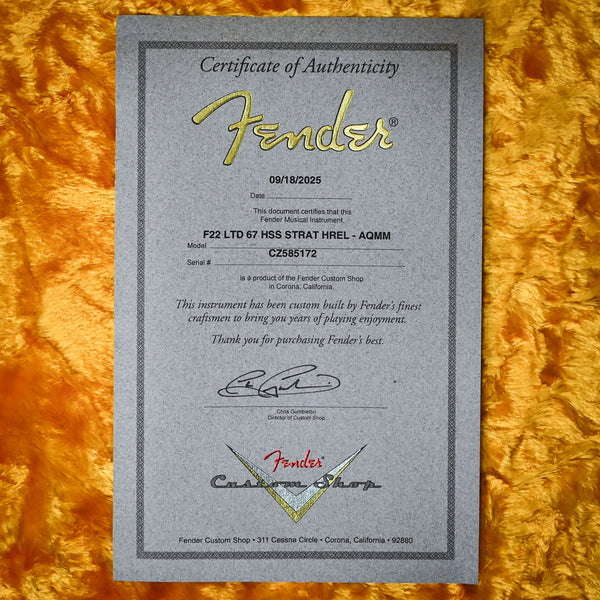 Fender Custom Shop Limited Edition '65 Stratocaster HSS, Heavy Relic- Aged Aqua Marine Metallic 2025 (CZ585172)