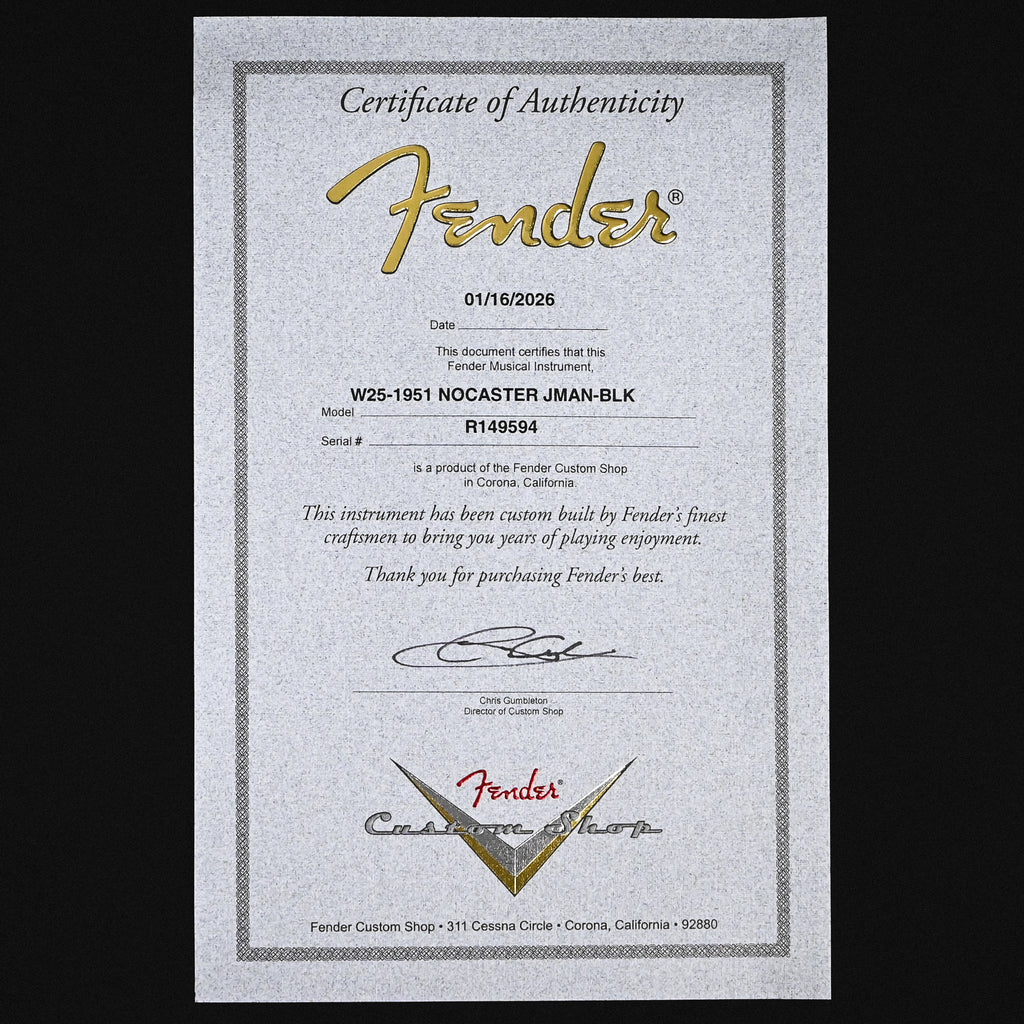 Fender Custom Shop 1951 Nocaster Journeyman- Black 2026 (R149594)