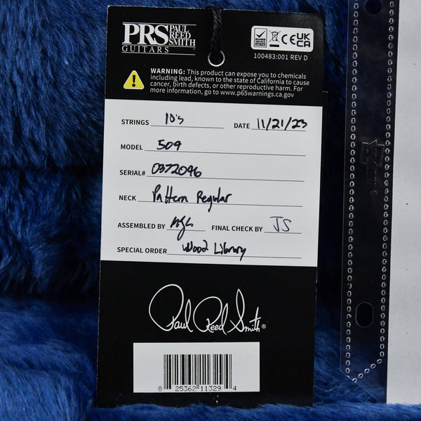 PRS Wood Library 509 10 Top Quilt Maple Brazilian Rosewood FB Aquableux w/ Purple Burst 2023 (0372096)