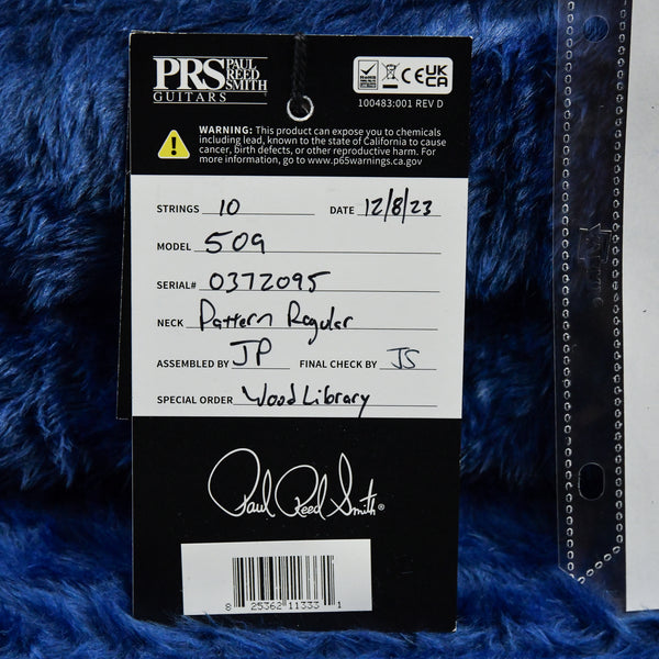 PRS Wood Library 509 10 Top Quilt Maple Brazilian Rosewood FB Violet Blue Burst 2023 (0372095)