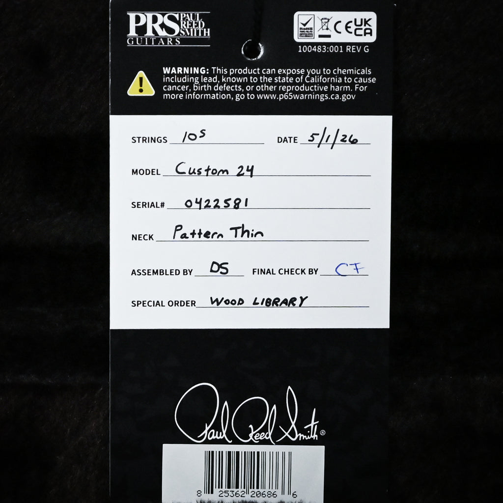 PRS Custom 24 Wood Library w/ 1-Piece Quilt 10-Top, Brazilian Rosewood, & 58/15 LT Pickups- Faded Blue Jean 2026 (0422581)