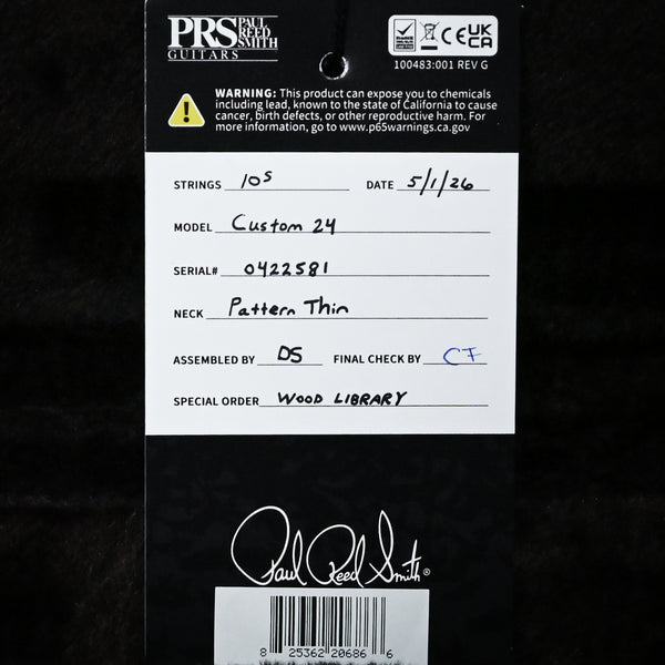PRS Custom 24 Wood Library w/ 10-Top, Brazilian Rosewood, & 58/15 LT Pickups- Faded Blue Jean 2026 (0422581)