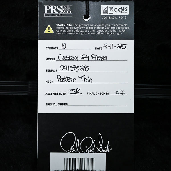 PRS Custom 24 Piezo Electric Guitar- Antique White Top (Opaque Top with Natural Back) 2025 (0415828)