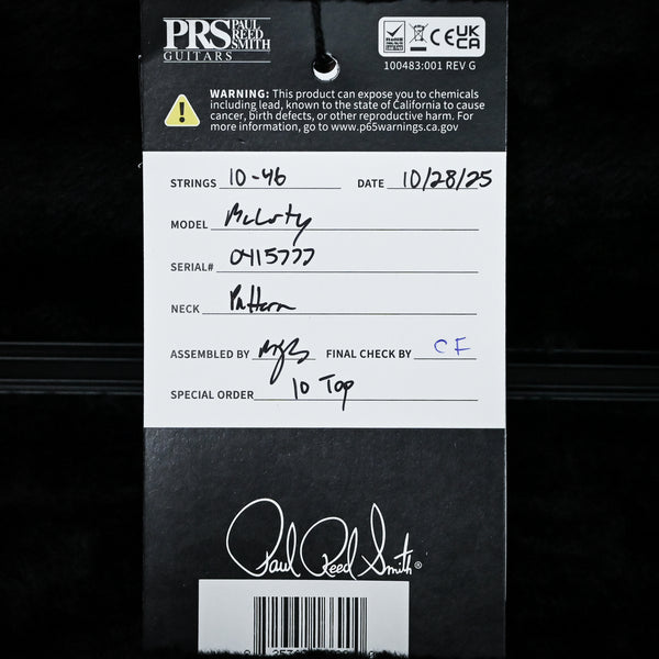 PRS McCarty w/ 10-Top Electric Guitar- McCarty Tobacco Sunburst 2025 (0415777)