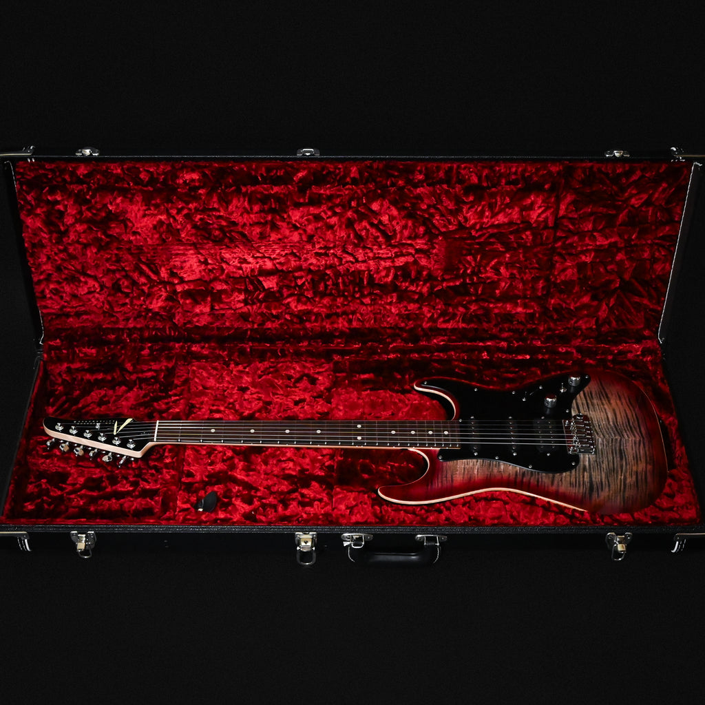 Tom Anderson Custom Drop Top Classic Electric Guitar- Natural Black to T-Red Burst w/ Binding 2026 (08-02-26A)