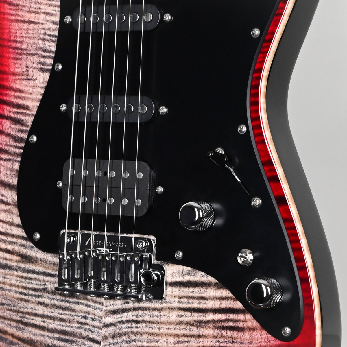 Tom Anderson Custom Drop Top Classic Electric Guitar- Natural Black to T-Red Burst w/ Binding 2026 (08-02-26A)