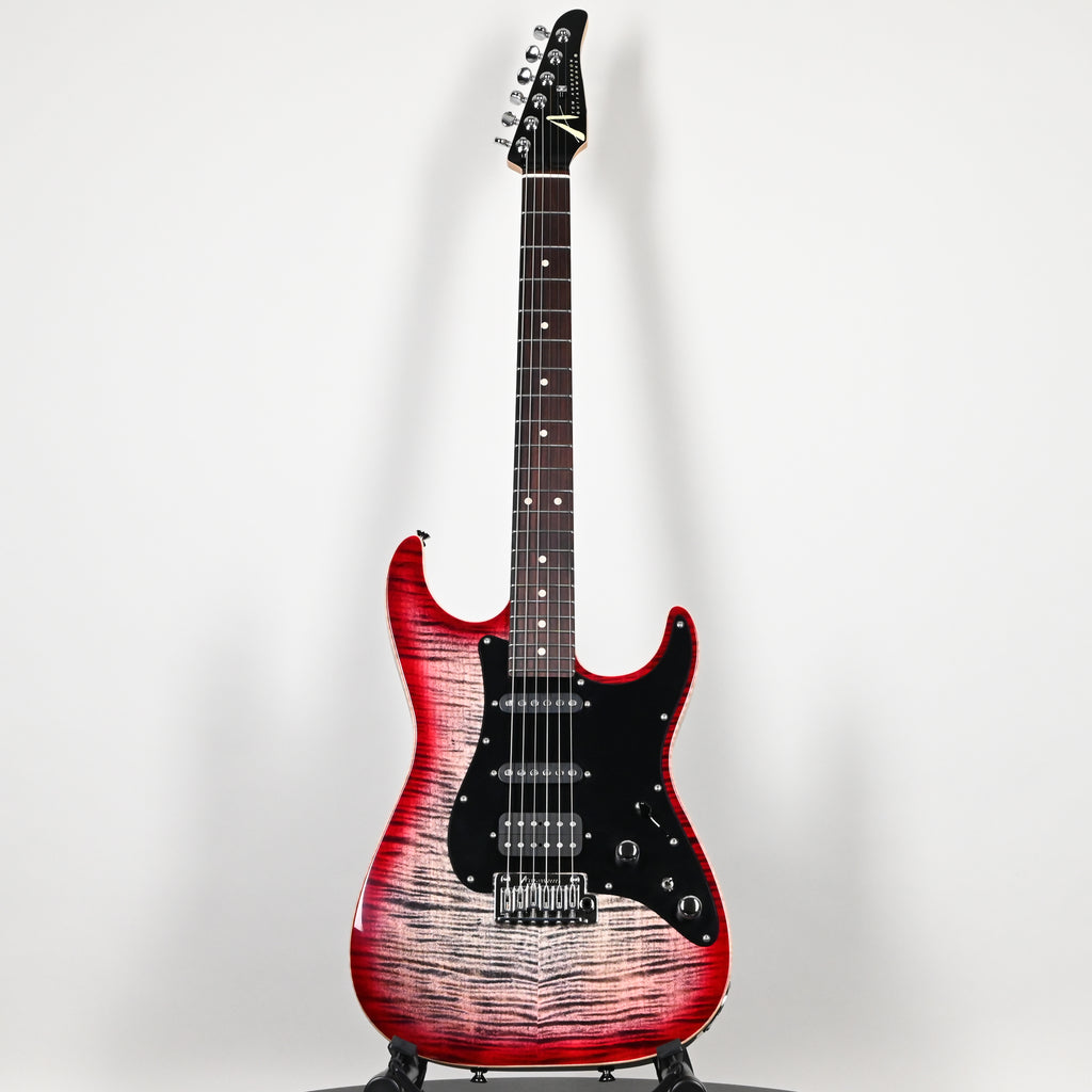 Tom Anderson Custom Drop Top Classic Electric Guitar- Natural Black to T-Red Burst w/ Binding 2026 (08-02-26A)