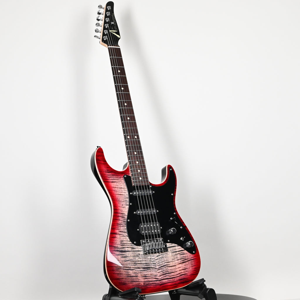 Tom Anderson Custom Drop Top Classic Electric Guitar- Natural Black to T-Red Burst w/ Binding 2026 (08-02-26A)