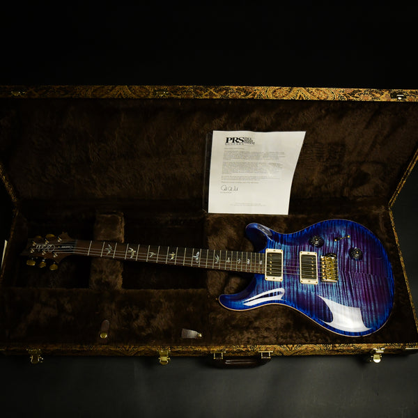 PRS Wood Library Custom 24 Fatback 10 Top Stained Flame Maple Neck Brazilian Rosewood Violet Blue Burst 2023 (0359455 )