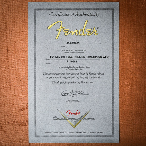 Fender Custom Shop Limited Edition '50s Telecaster Thinline w/ Rosewood Neck & Fingerboard, Journeyman/ Closet Classic Hardware- Wide Fade Chocolate 3 Tone Sunburst 2025 (R140682)