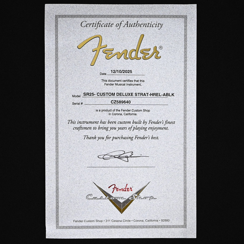 Fender Custom Shop Custom Deluxe Stratocaster Heavy Relic- Aged Black 2026 (CZ589640)