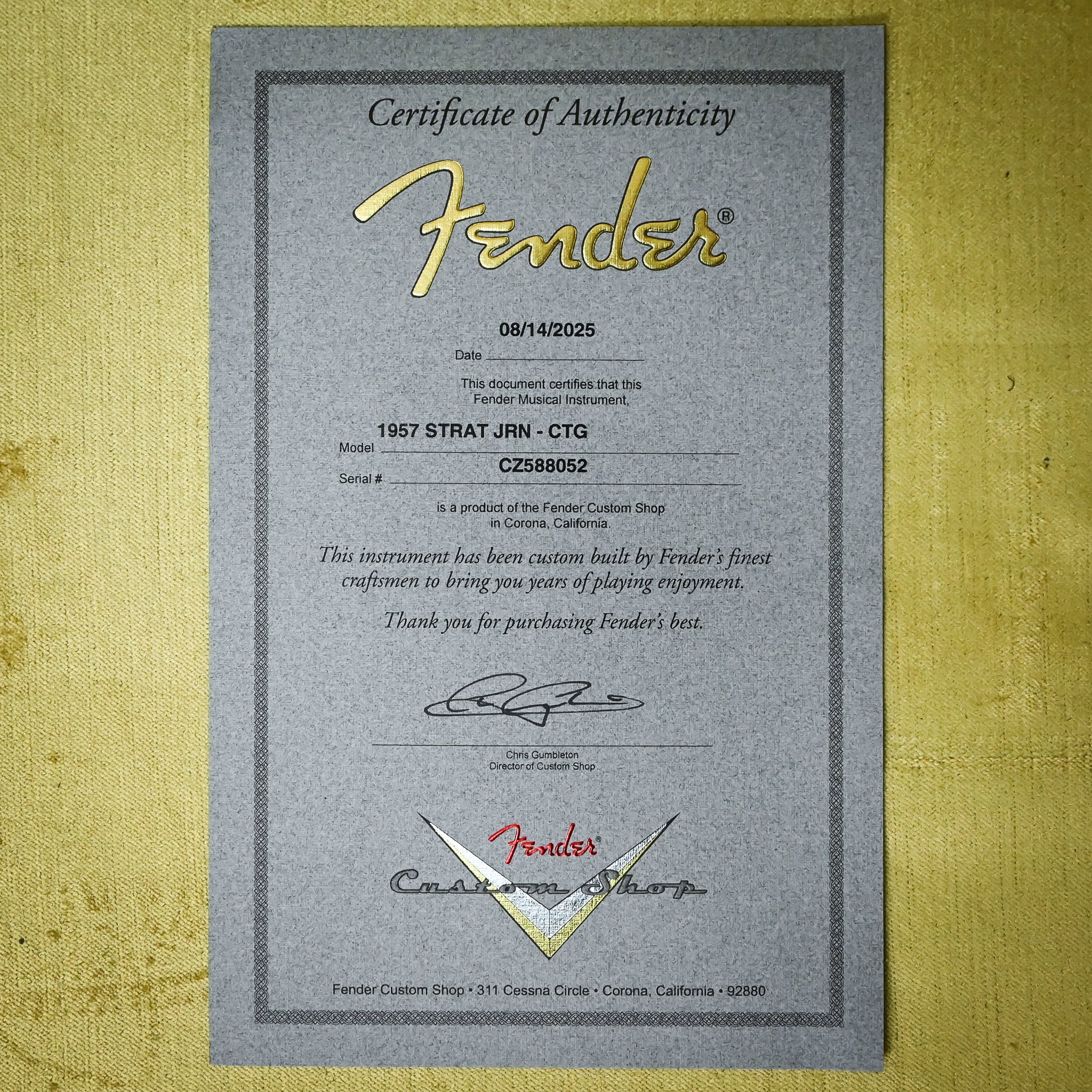 Fender Custom Shop 1957 Stratocaster Journeyman- Candy Tangerine 2025 (CZ588052)