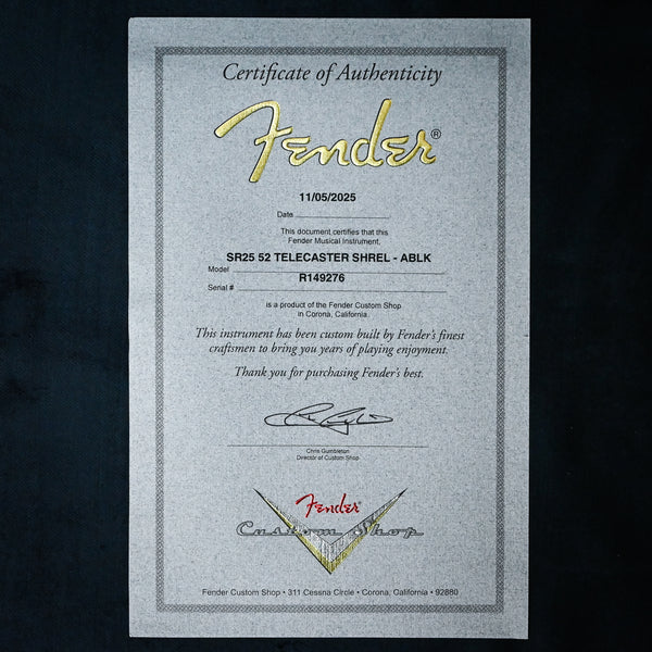 Fender Custom Shop '52 Telecaster Super Heavy Relic- Aged Black 2025 (R149276)