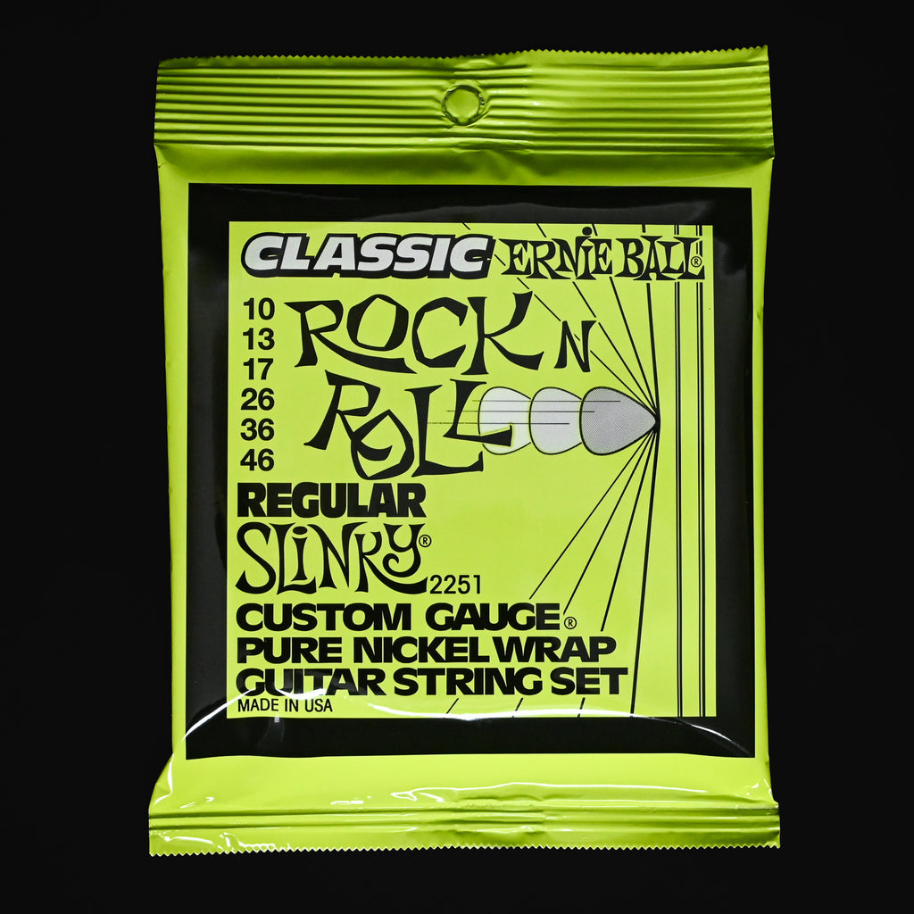 Ernie Ball Regular Slinky Classic Rock n Roll Pure Nickel Wrap Electric Guitar Strings 10-46 Gauge 2251