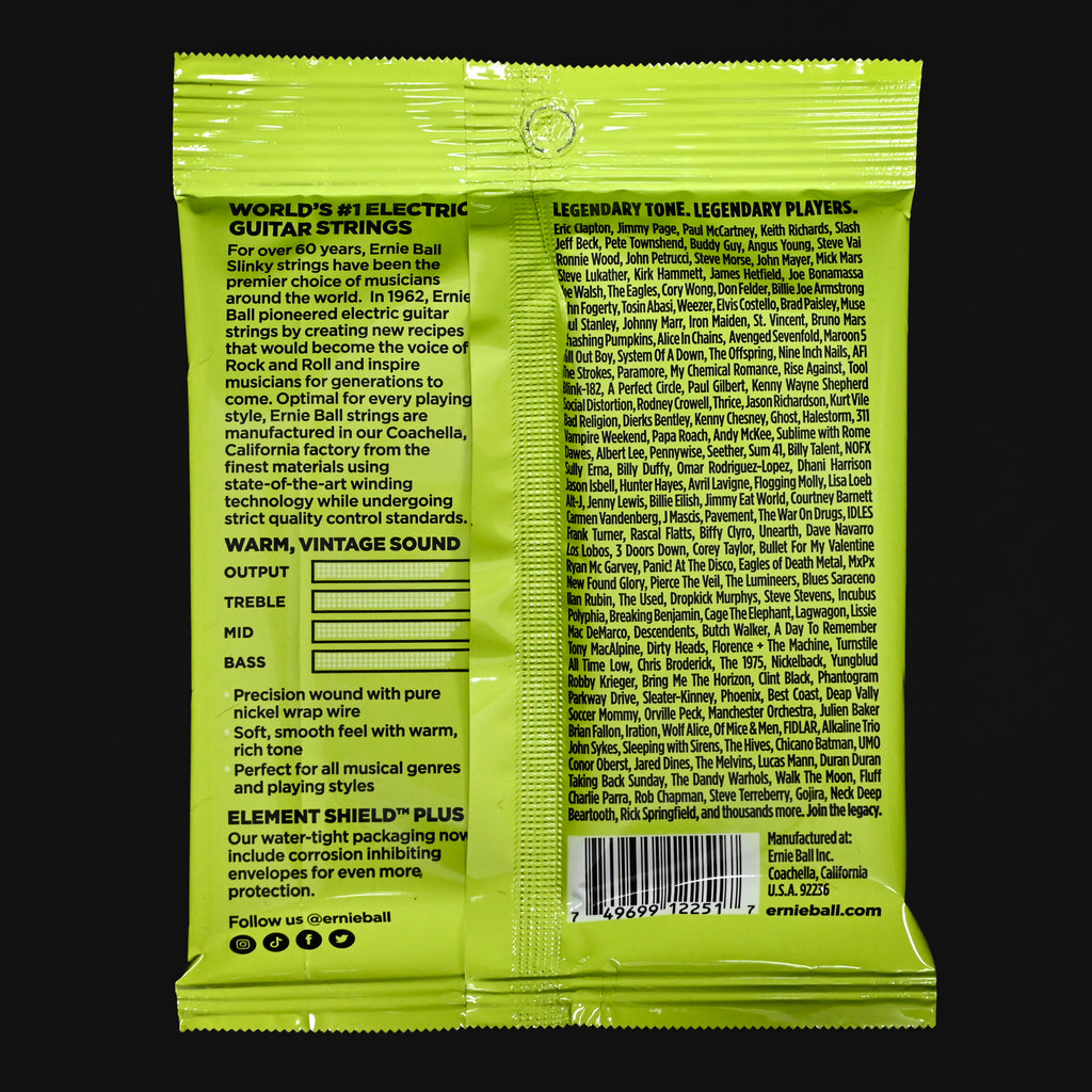 Ernie Ball Regular Slinky Classic Rock n Roll Pure Nickel Wrap Electric Guitar Strings 10-46 Gauge 2251