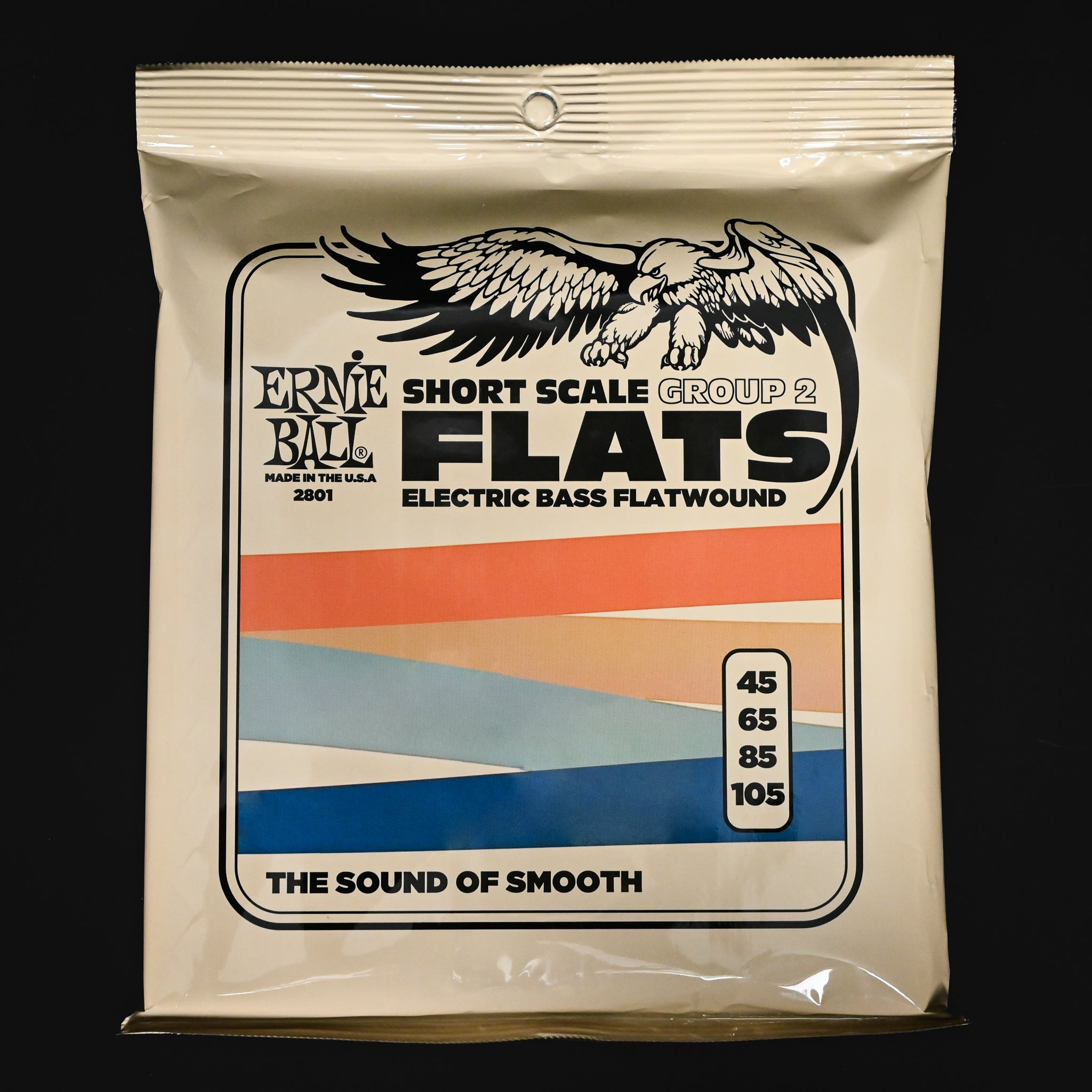 Ernie Ball Group 2 Stainless Steel Flatwound Short Scale Electric Bass Strings 45-105 Gauge 2801