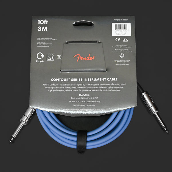 Fender Contour Series Instrument Cables 10ft (Str/Str) - Lake Placid Blue