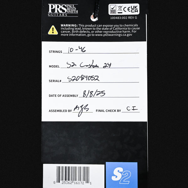 PRS S2 Custom 24 Electric Guitar- Faded Gray Black Burst 2025 (S2084052)