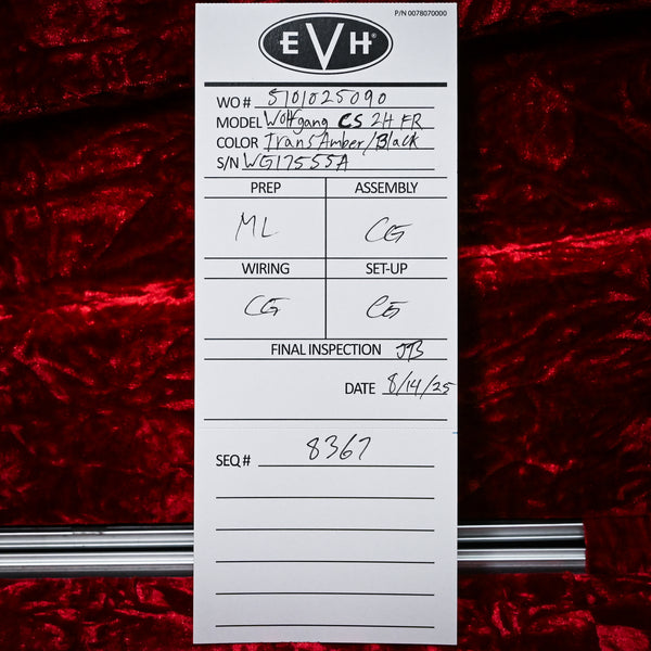 EVH Custom Shop Wolfgang HH NAMM 2025 Special Edition w/ Floyd Rose – Trans Amber 2025 (WG17555A)