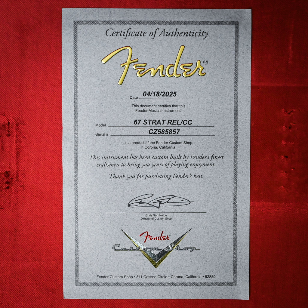Fender Custom Shop '67 Stratocaster Relic w/ Closet Classic Hardware- Aged Charcoal Frost Metallic 2025 (CZ585857)