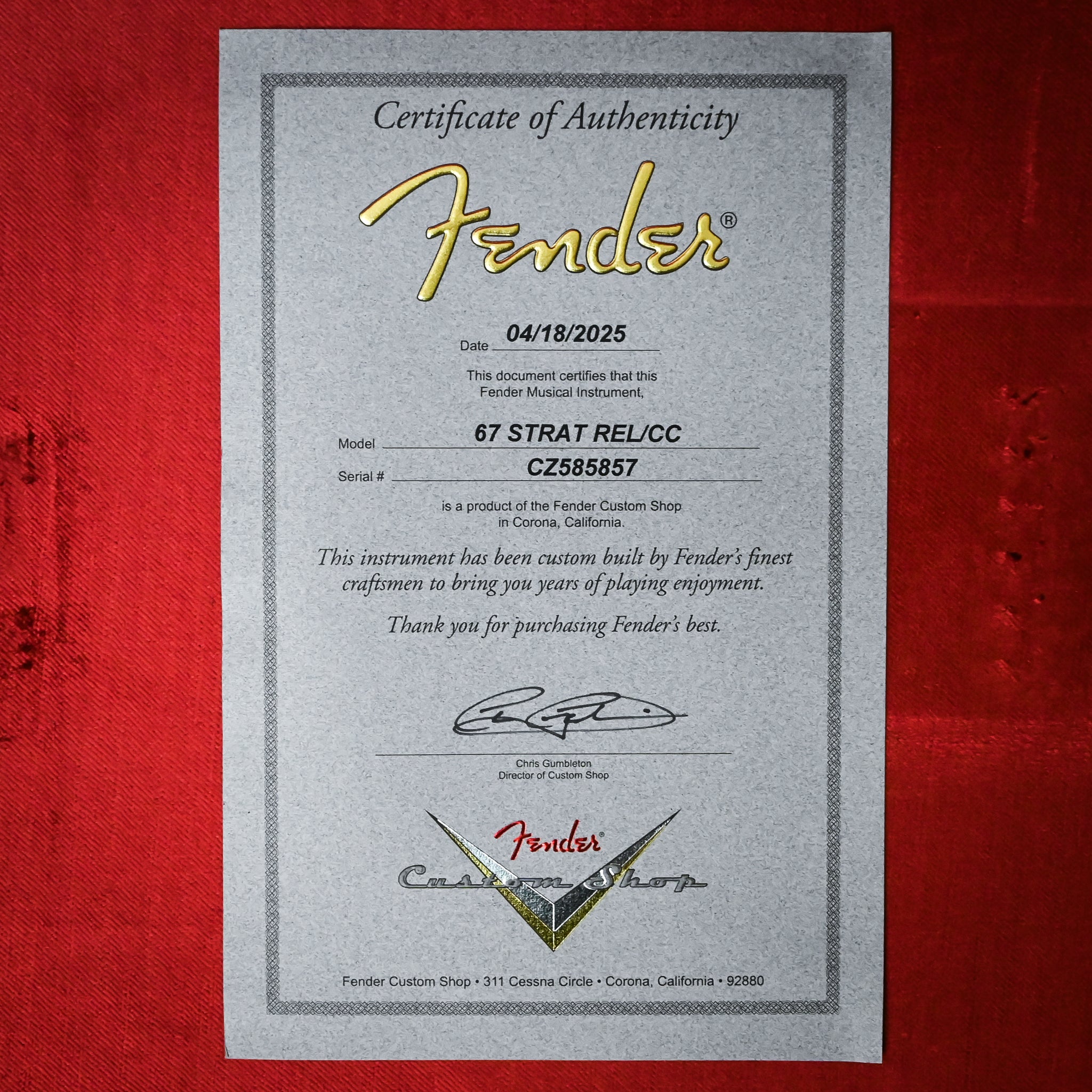 Fender Custom Shop '67 Stratocaster Relic w/ Closet Classic Hardware- Aged Charcoal Frost Metallic 2025 (CZ585857)