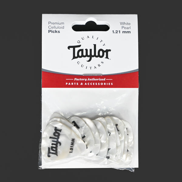 Taylor Celluloid 351 Guitar Picks 1.21mm 12-Pack - White Pearl