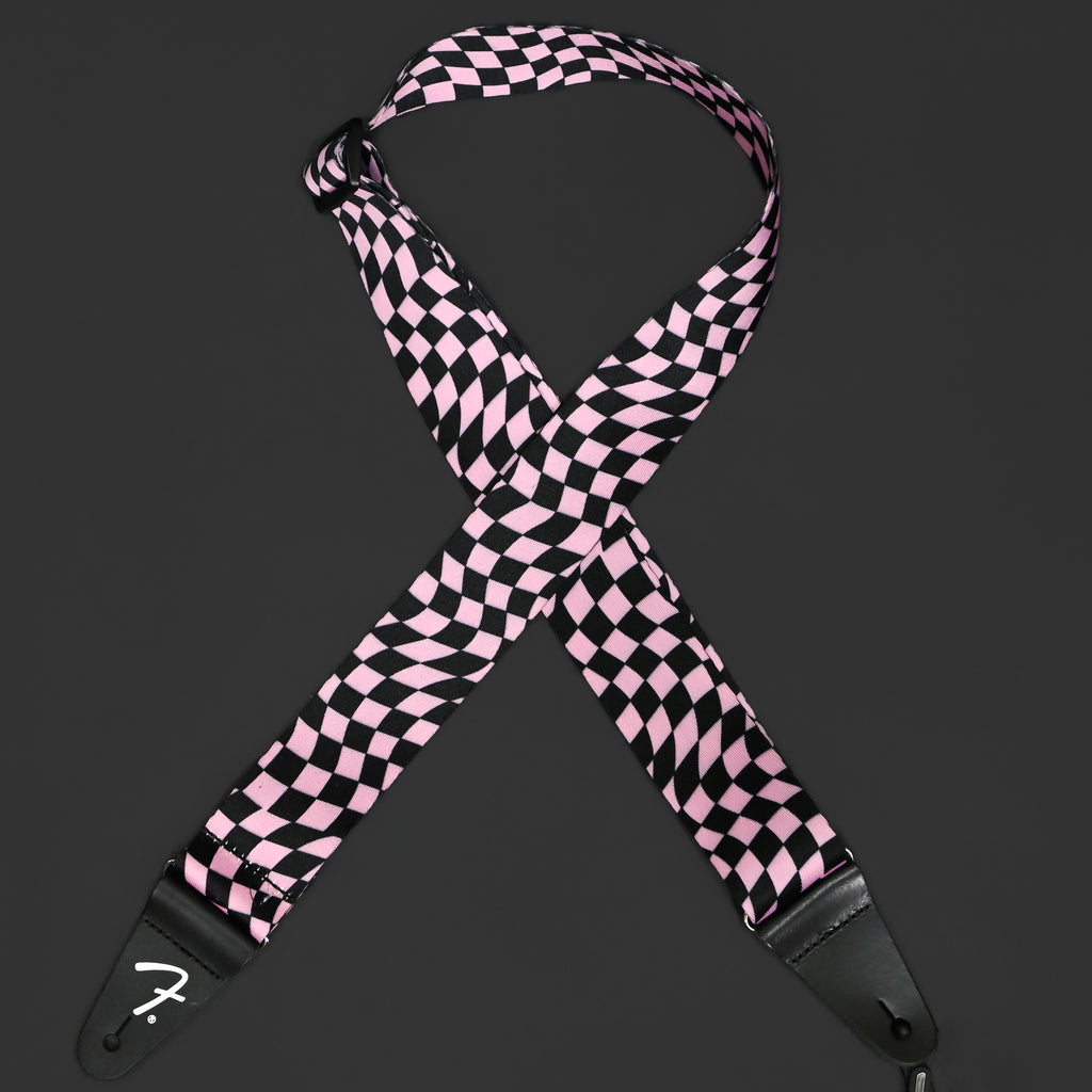 Fender Wavy Checkerboard Polyester Strap - Pink
