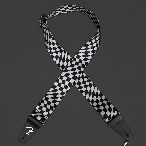 Fender Wavy Checkerboard Polyester Strap - Grey