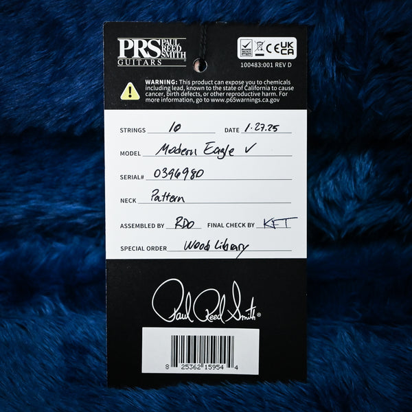 PRS Modern Eagle V Wood Library/ 10-Top Electric Guitar- Bonnie Pink Smokeburst 2025 (0396980)
