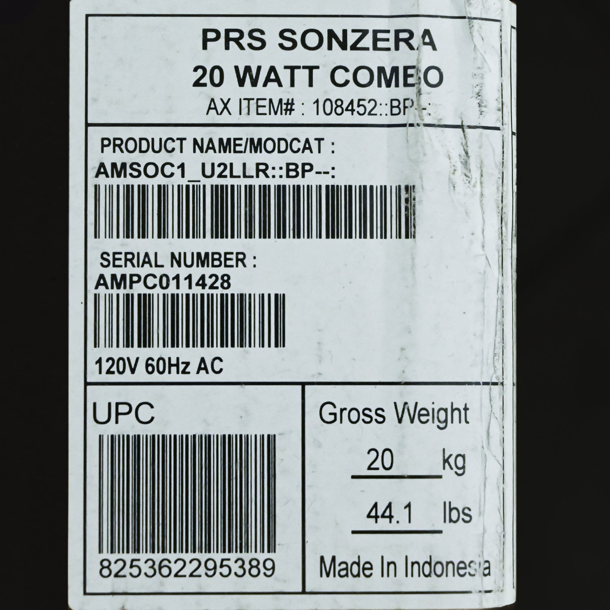 PRS Sonzera 20 2-Channel 20-Watt 1x12" Guitar Combo Amp - Black Paisley Limited Edition (AMPC011428)