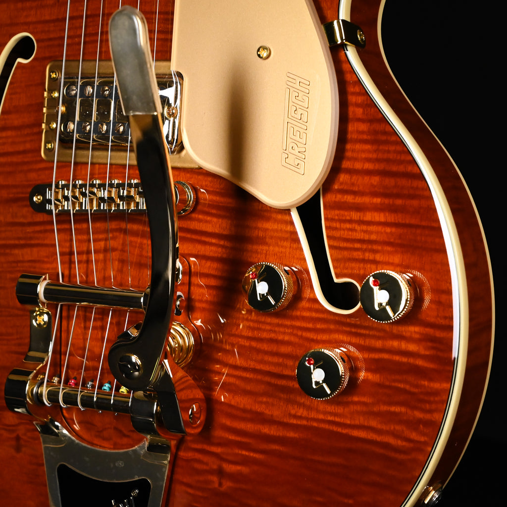 Gretsch Electromatic LTD Flame Okoume Broadkaster Jr. Single-Cut w/ Bigsby- Roundup Orange Stain (CYGC24110711)