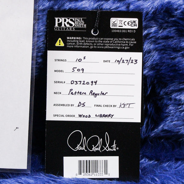 PRS Wood Library 509 10 Top Quilt Maple Brazilian Rosewood FB Violet Blue Burst 2023 (0372094)