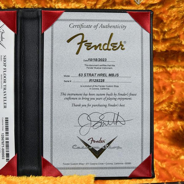 Fender Custom Shop Masterbuilt Jason Smith 1963 / 63 Stratocaster Heavy Relic Brazilian Rosewood Fiesta Red 2023 (R129228)