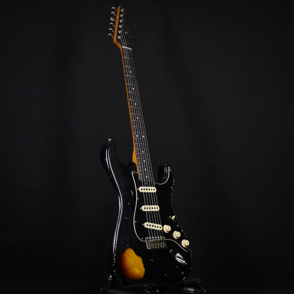 Fender Custom Shop Limited Edition Dual-Mag II Strat Relic Electric Guitar Aged Black Over 3 Color Sunburst 2023 (CZ573461)