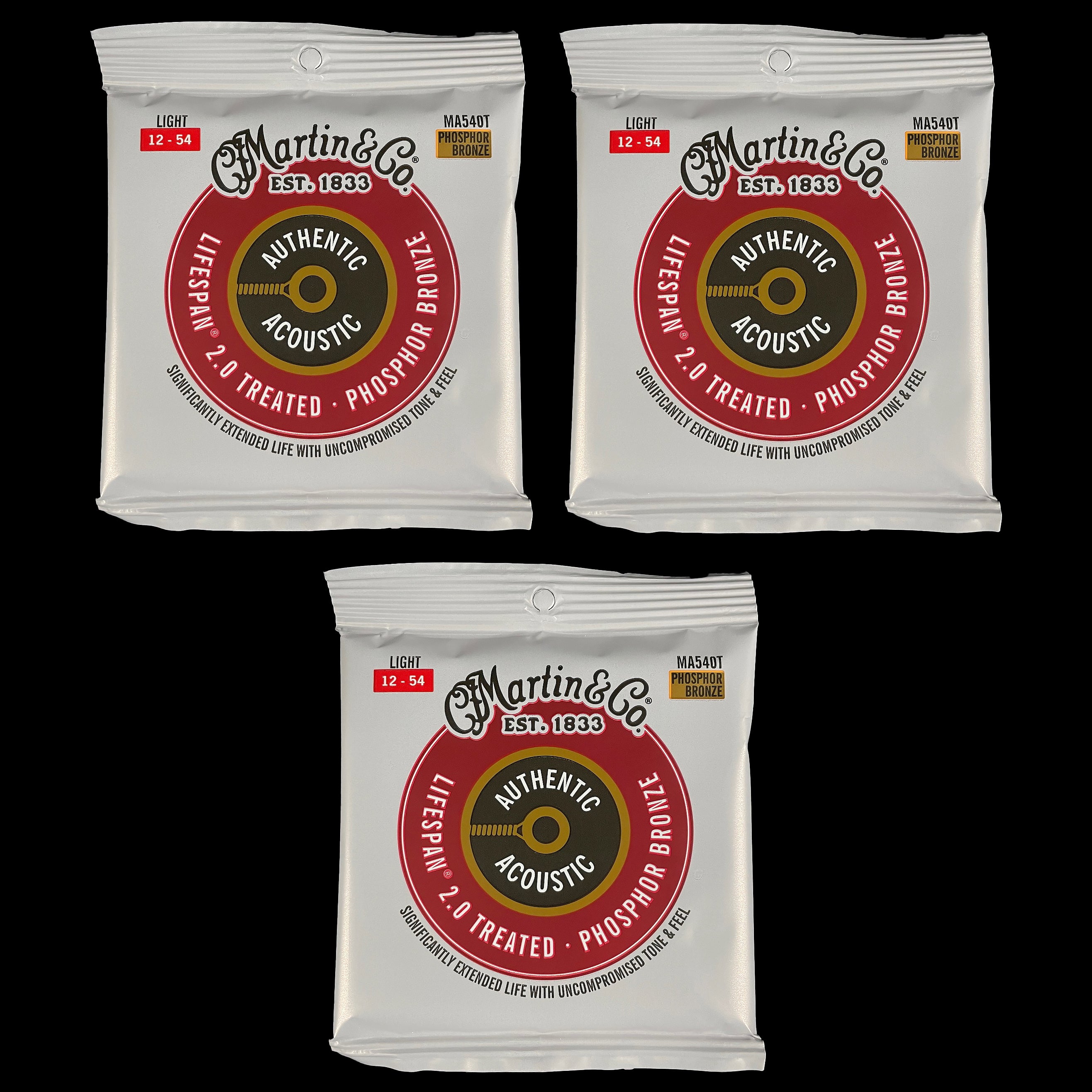 Martin MA540T Lifespan 2.0 Phosphor Bronze Light Authentic Acoustic Guitar Strings