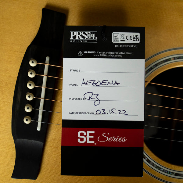Paul Reed Smith PRS SE A60E Acoustic Electric Guitar Angelus Natural Ebony Fingerboard (F04552)