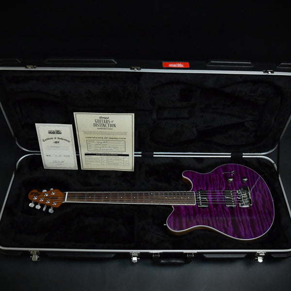 USED Ernie Ball Music Man Axis Super Sport Rosewood Fingerboard Purple Quilt 6 of 27 (G86148)