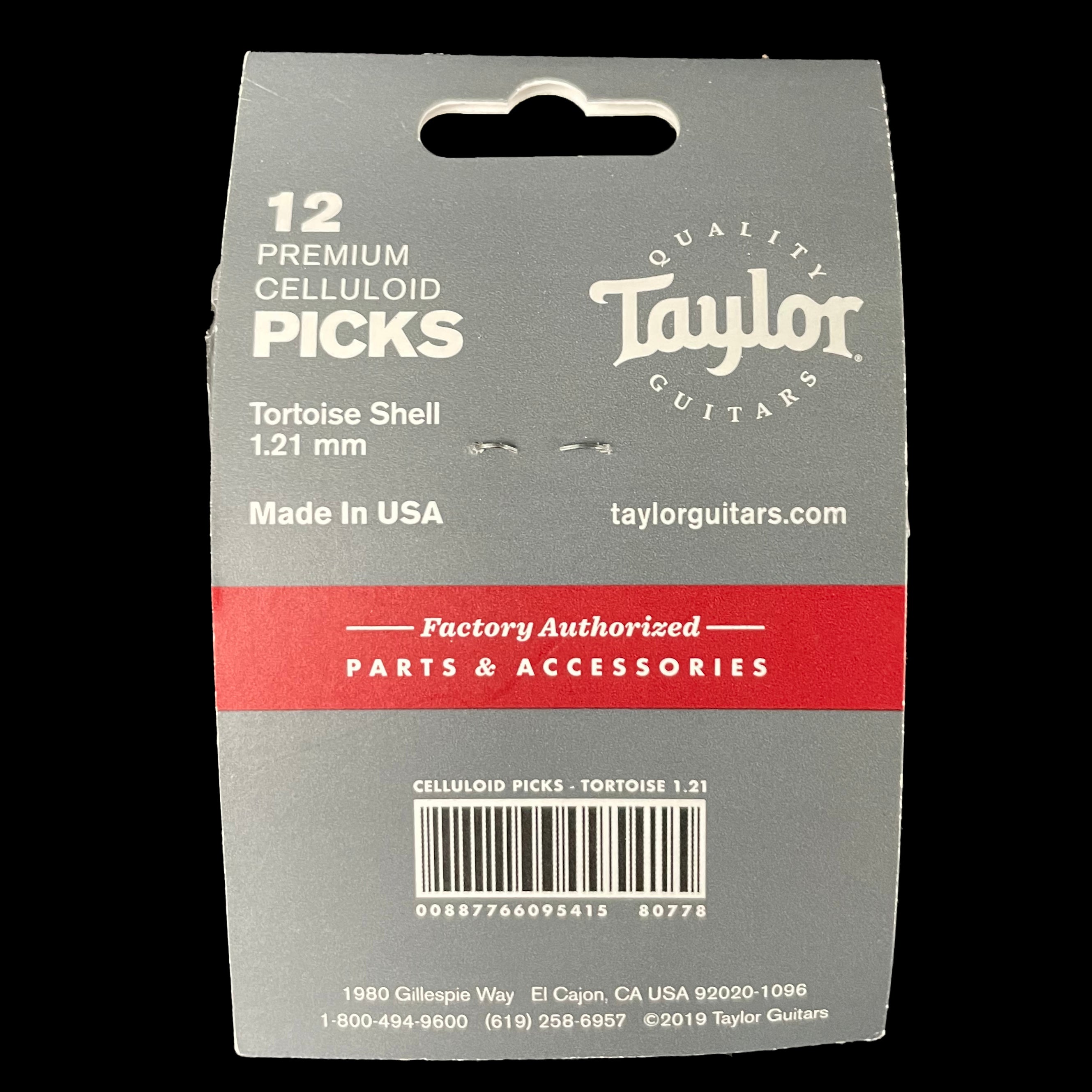 Taylor Celluloid Tortoise Shell 1.21mm 351 Pick Pack 12 Pack